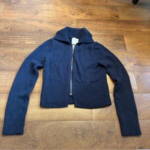 Navy Blue Zip-Up Sweater